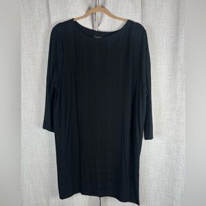 J. Jill Tunic Top Check Ribbed Black 3/4 Sleeve Size XL Loose Fitting NWT